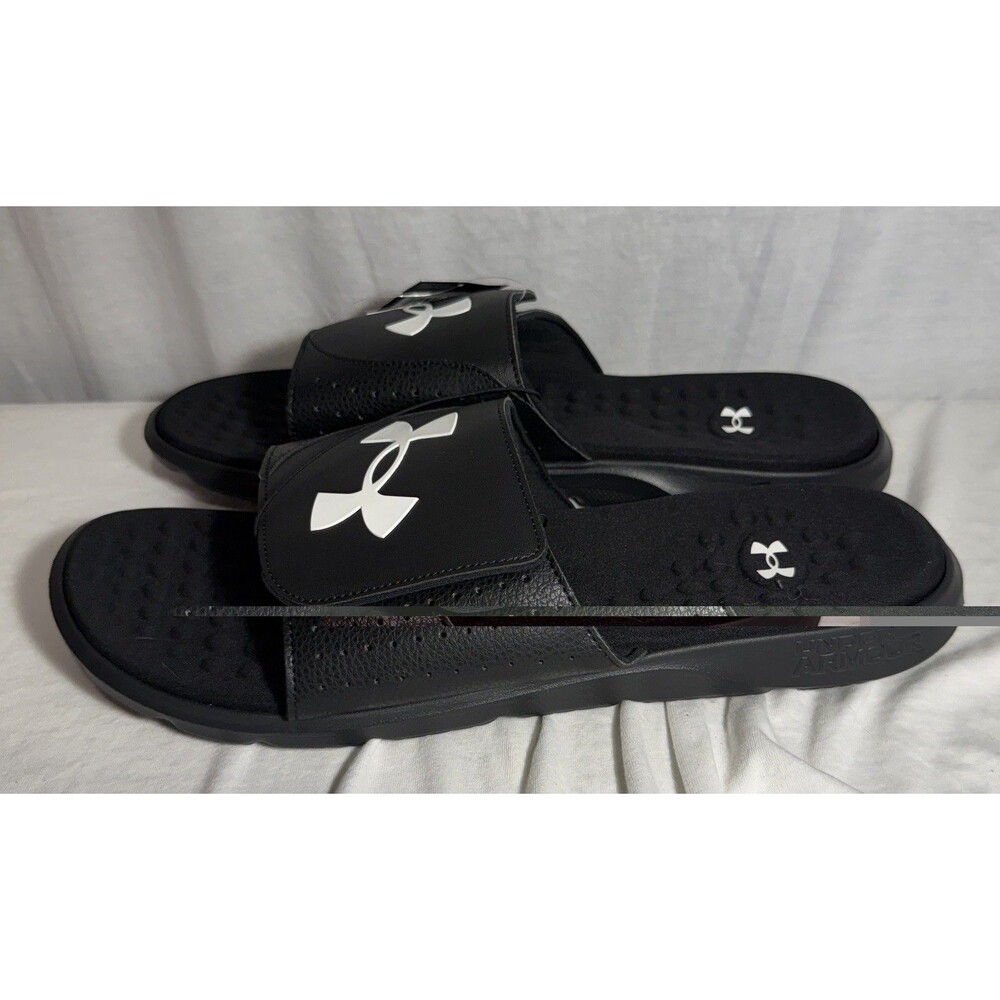 NEW NWT Under Armour Ignite Pro SL Slides Black White Mens size 18 Summer Shoes